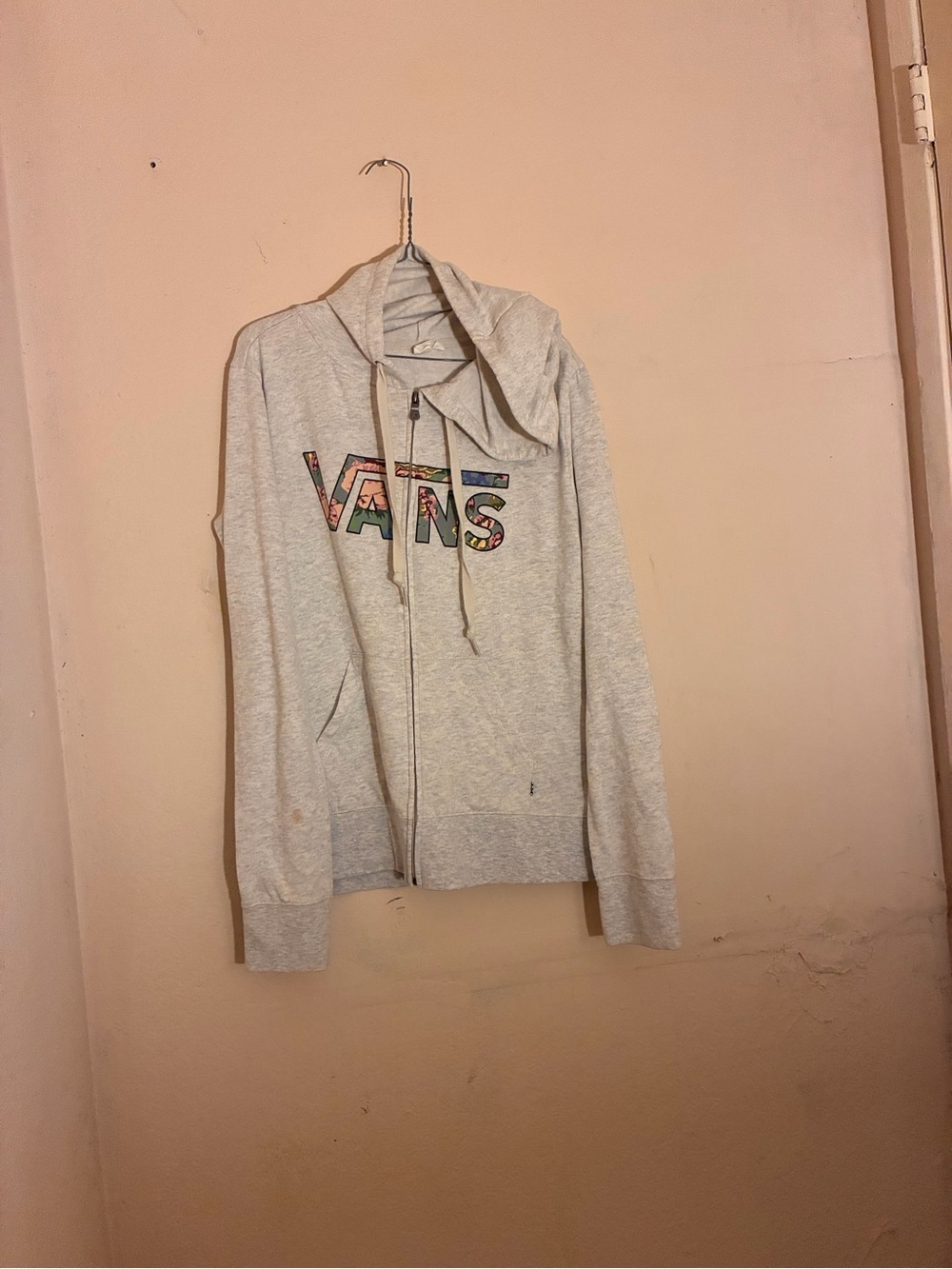 Vans Heather Gray Zip-Up Hoodie with Multicolor Logo